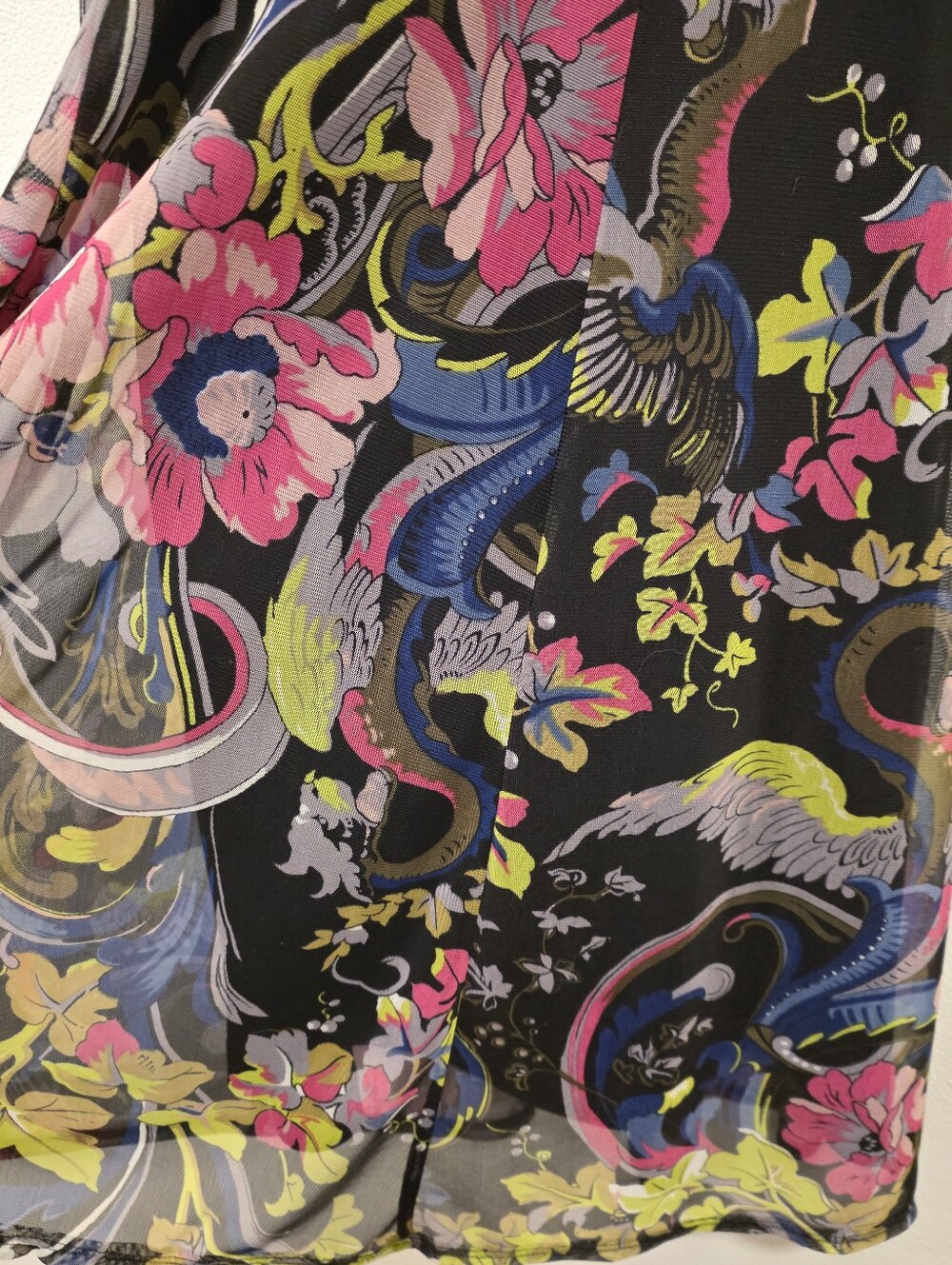 Betsey Johnson Vintage Y2K Mesh Floral Dragon Slip Dress - Picture 3 of 6